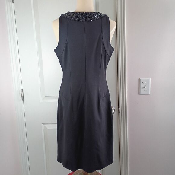 Banana Republic L'Wren Scott Collection Black Beaded Sheath Dress 10 Sleeveless - Picture 2 of 7